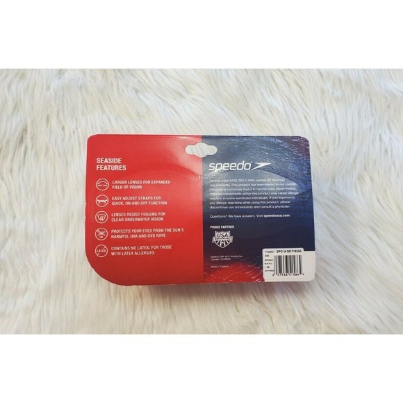 Speedo Adult Seaside Goggles (ages 15+) Blue/Clear, New - Picture 2 of 2